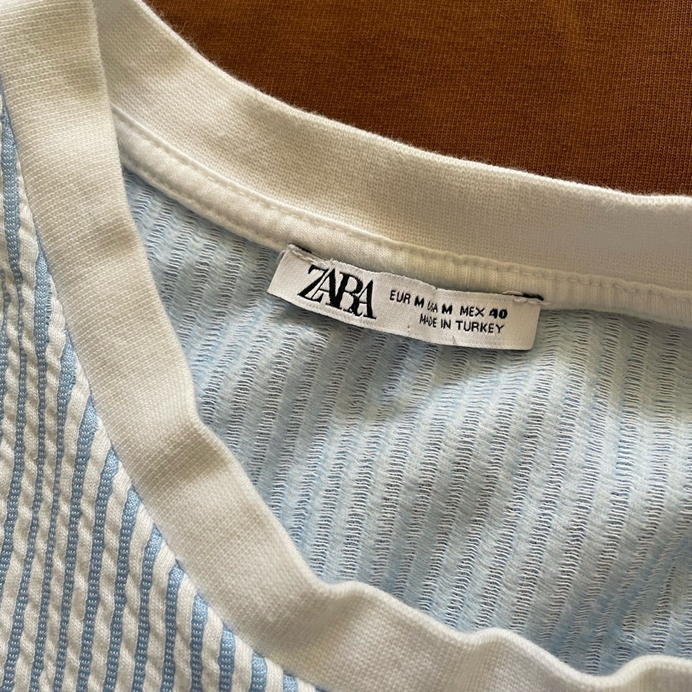 Bundle pair lot two Zara seersucker ultra heavyweight denimwear t shirts M L - Picture 3 of 5